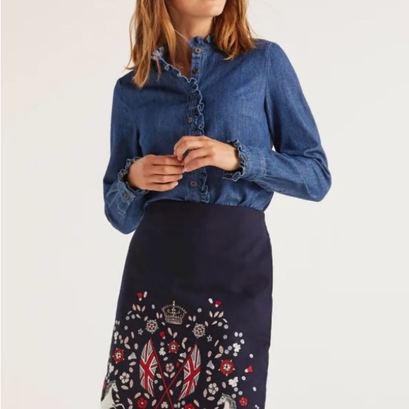 Boden Crown and Country Navy Lined Skirt - Picture 2 of 5